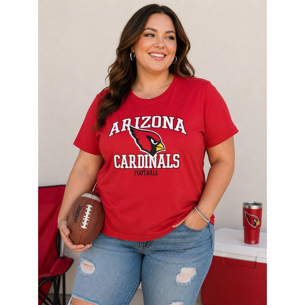 NFL Arizona Cardinals‎ Short Sleeve Scoop Neck T-Shirt Women's 1X Red Cotton NEW